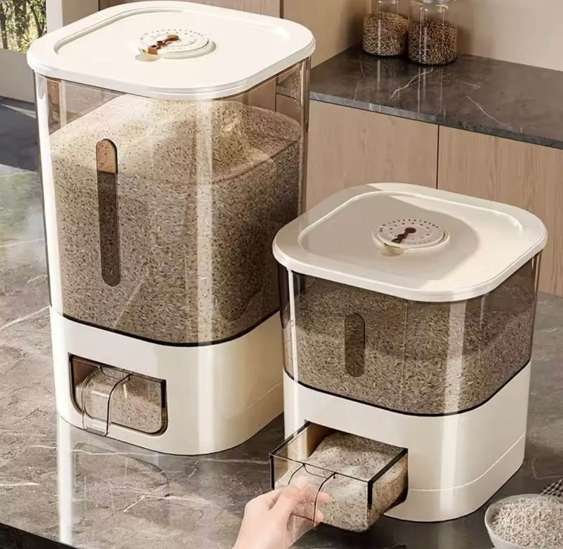 Transparent Kitchen Rice Storage Dispenser, Moisture Proof Cereal Dispenser, Sealed Storage Rice Container