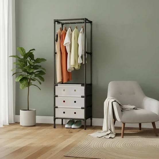 Multifunctional Metal Standing Coat Rack, Multi Layer Shoe Storage Rack, Living Room Organizer Shelf