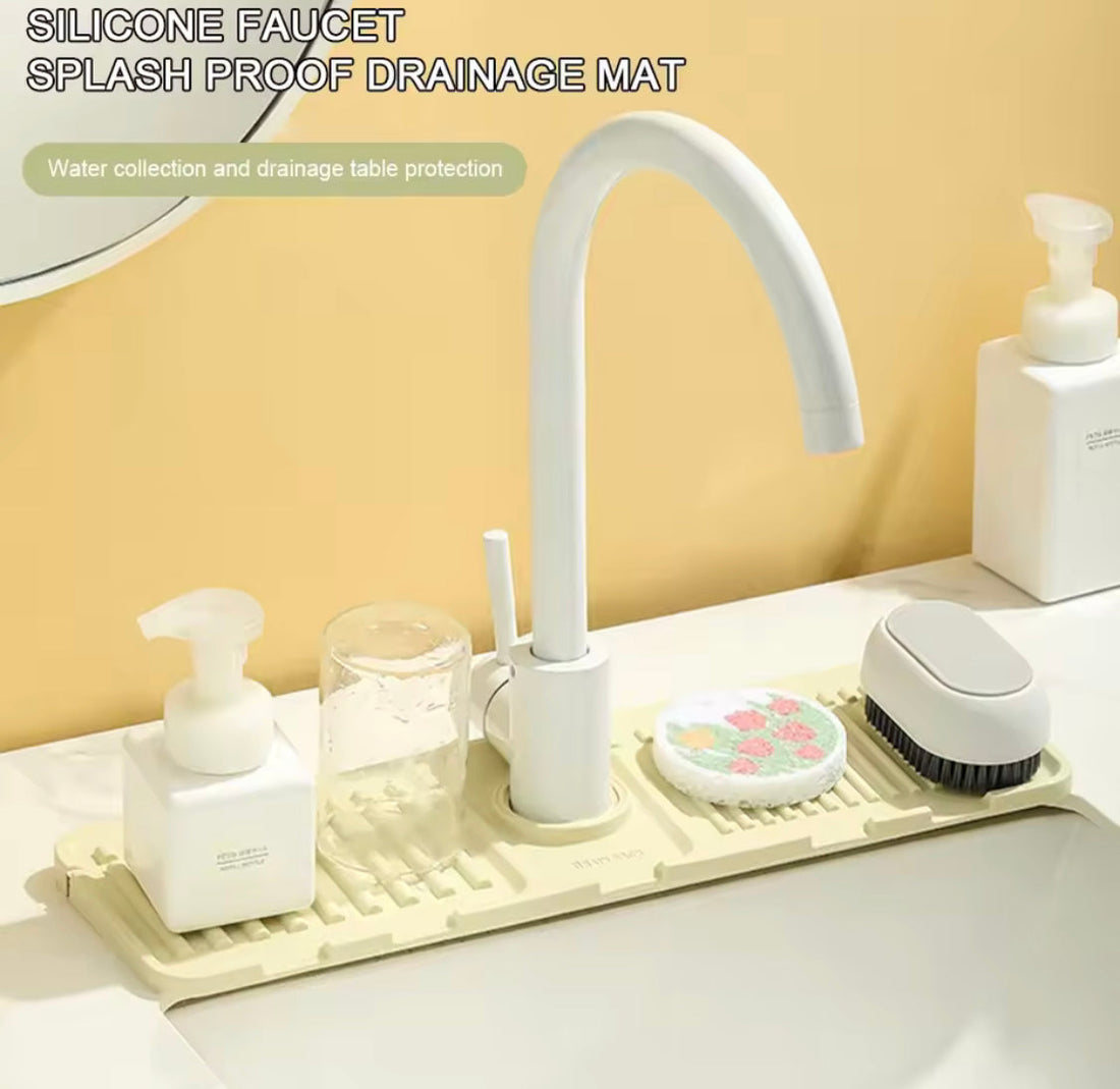 Silicone Faucet Drain Pad, Kitchen Faucet Mat, Bathroom Sink Draining Pad, Silicone Splash Guard