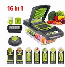 16-in-1 Multifunctional Vegetable Cutter & Chopper | Stainless Steel Blades, Storage Box, Slicer, Dicer & Grater
